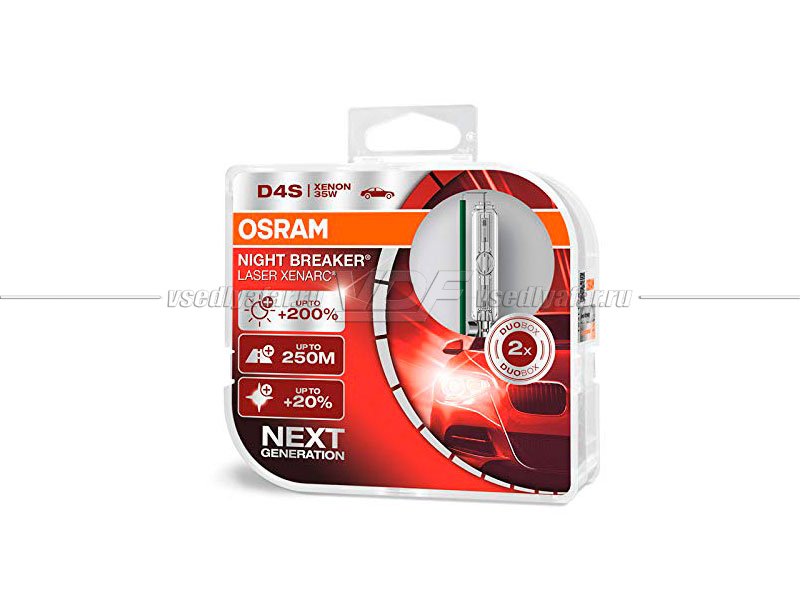 Ксеноновая лампа OSRAM D4S Xenarc Night Breaker Laser 35W, 2шт, 66440XNL-HCB