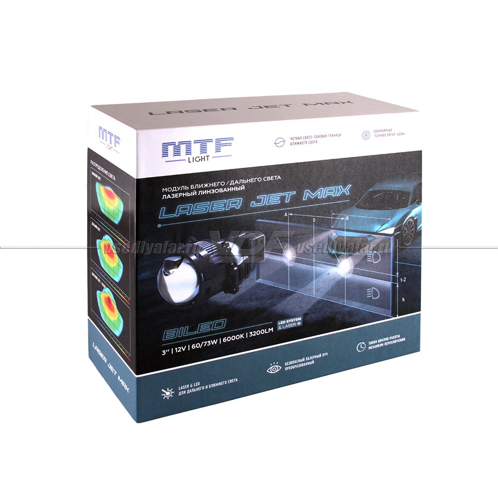 Светодиодные линзы MTF Light Laser Jet MAX 3 6000K Bi-Led (комплект 2 шт) LS73K60