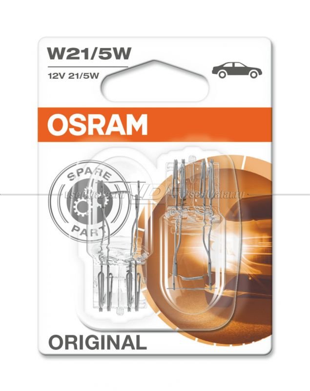 Лампа галогенная OSRAM W21/5W 2шт, 12V, 7515-02B