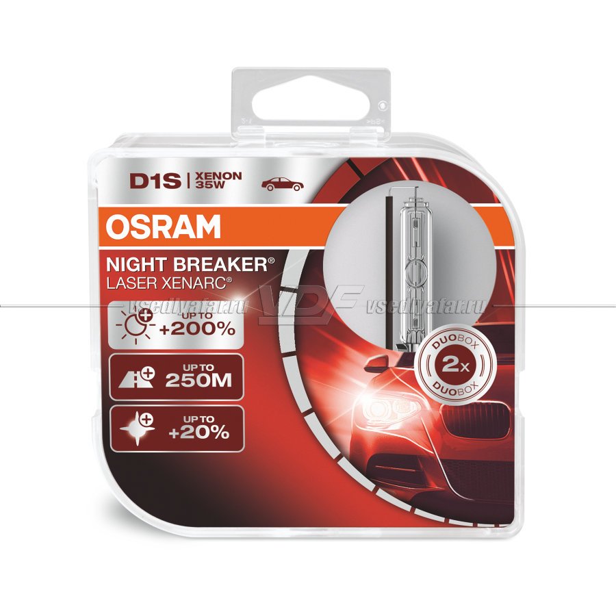 Ксеноновая лампа OSRAM D1S Xenarc Night Breaker Laser 35W, 2шт, 66140XNL-HCB