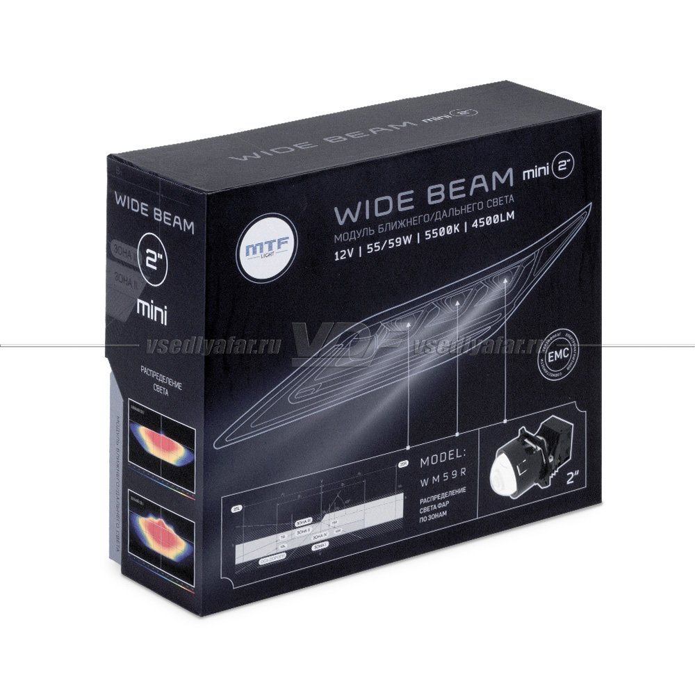Светодиодные линзы MTF Light WideBeam MINI 2.0, 5500К (комплект 2 шт) WM59R
