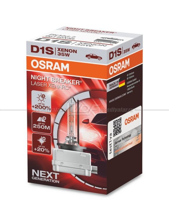Ксеноновая лампа OSRAM D1S Xenarc Night Breaker Laser 35W, 1шт, 66140XNL