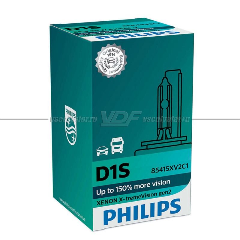 Ксеноновая лампа PHILIPS D1S X-treme Vision gen2 4800K 85V 35W, 1шт, 85415XV2С1