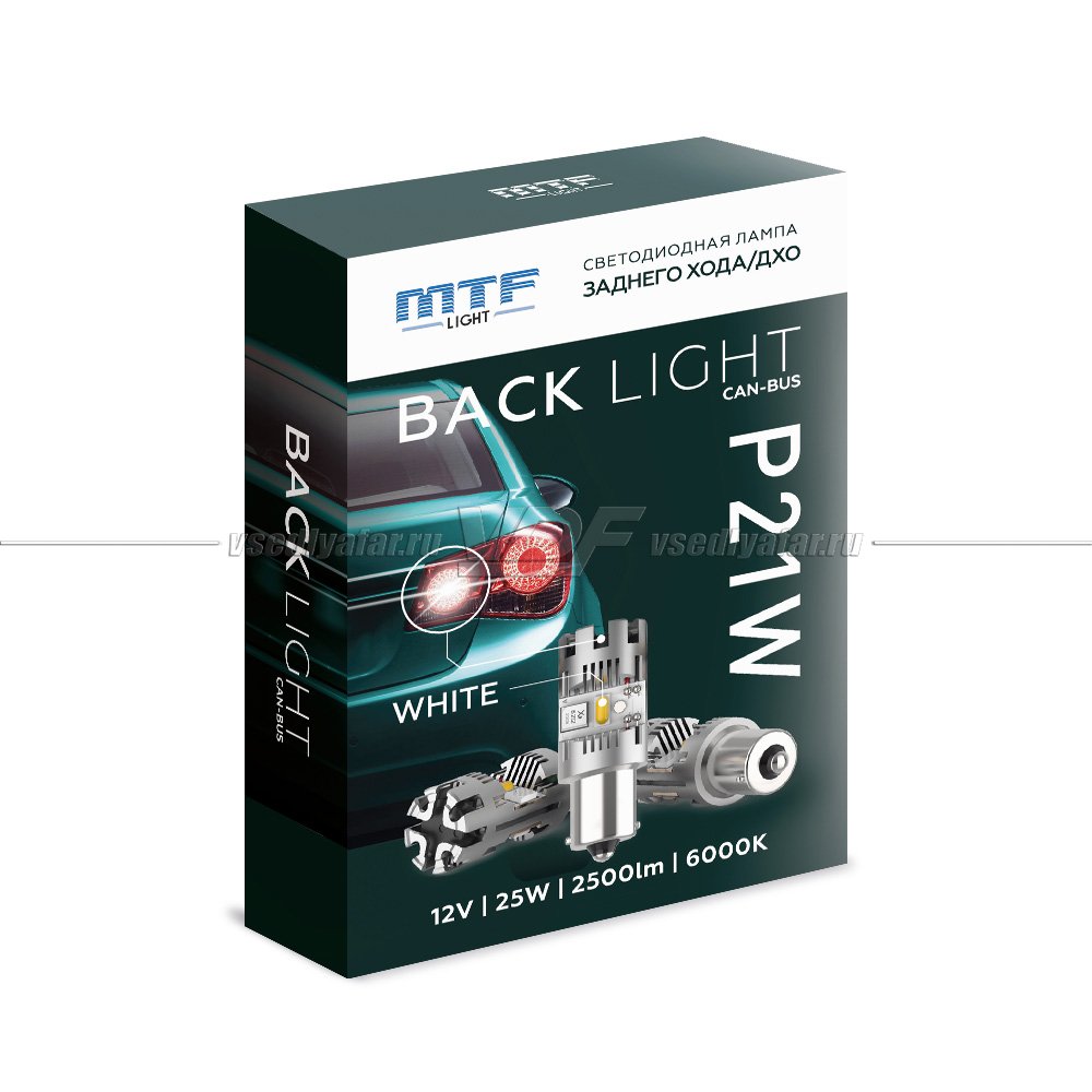 Светодиодная лампа MTF Light BACK LIGHT 12В, 25Вт, P21W, белый, 1 шт., BP25W