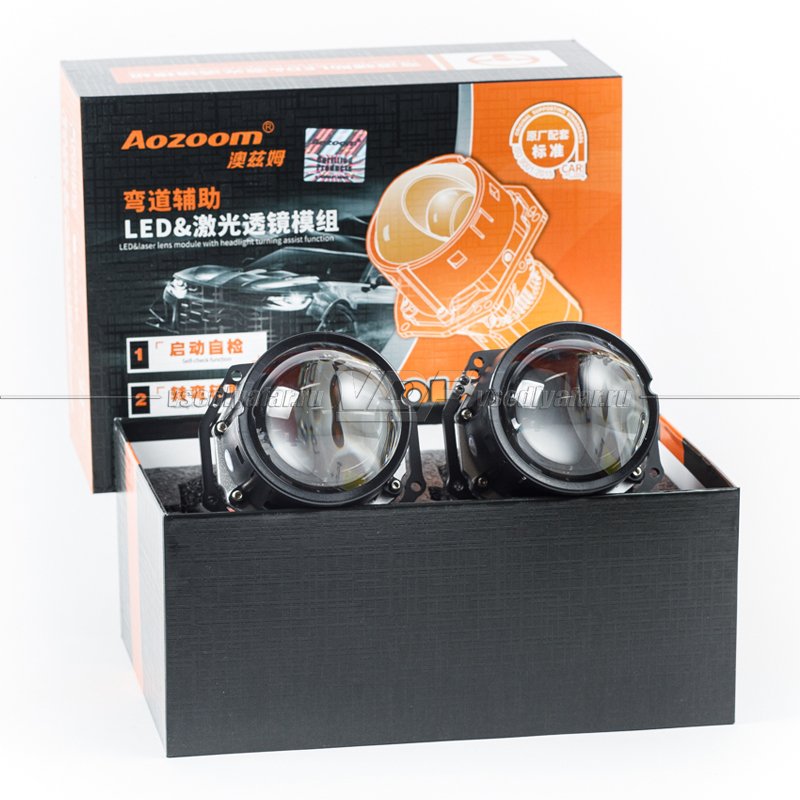 Светодиодные линзы Aozoom AFS CLPD-04 3.0 5500K с функцией подсветки поворотов (комплект 2шт)