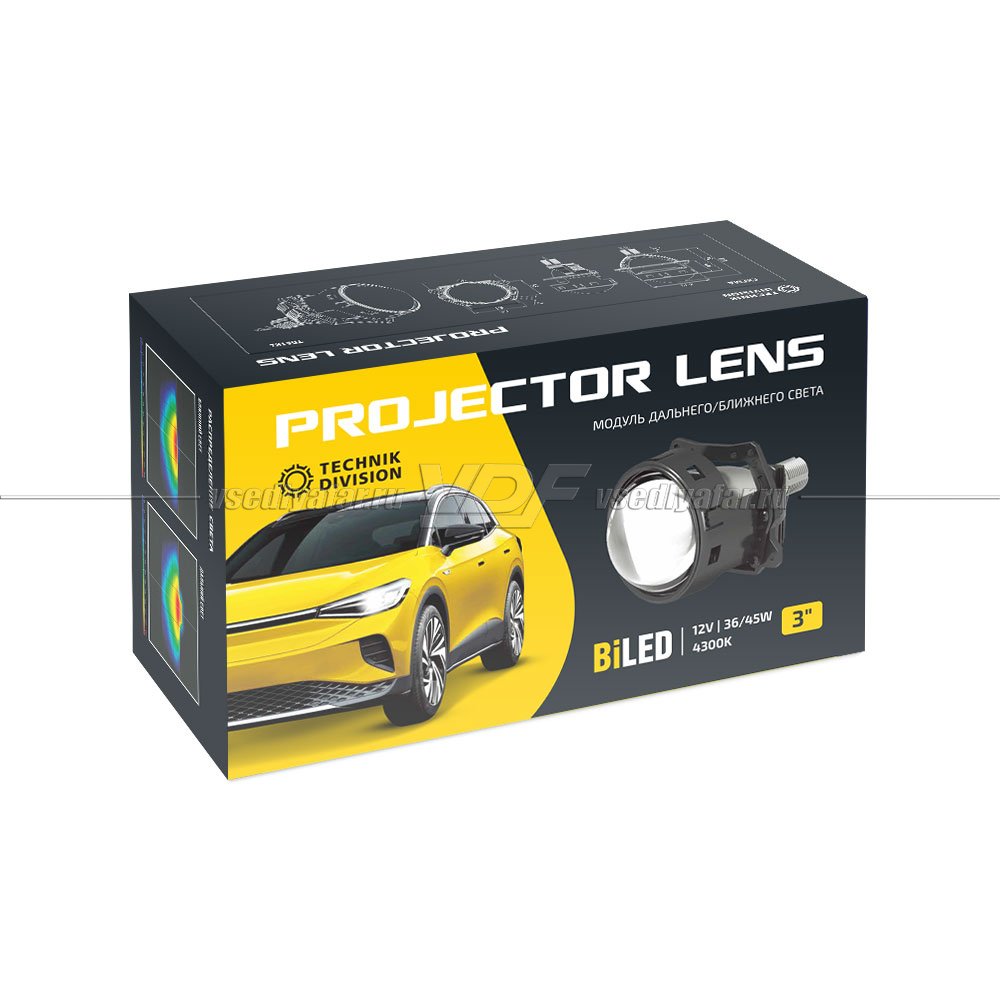 Светодиодные линзы Technik Division 3" 4300K 12V Bi-Led (комплект 2 шт) TD01K4