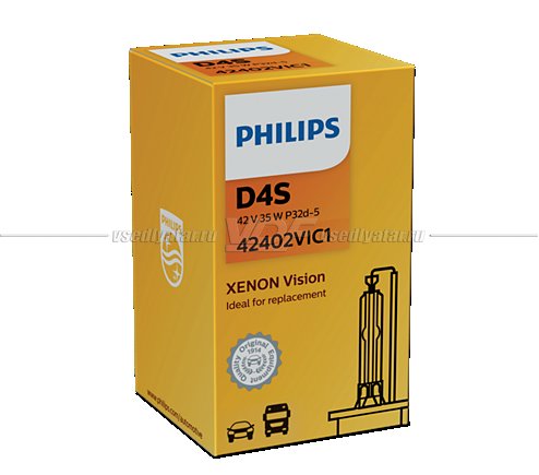 Ксеноновая лампа PHILIPS D4S Vision 4100K 85V 35W, 1 шт., 42402VIC1