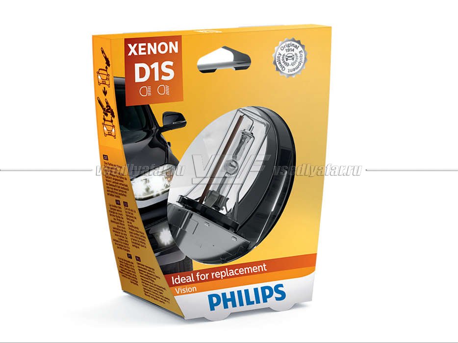 Ксеноновая лампа PHILIPS D1S Vision 4400K 85V 35W, 1 шт., 85415VIS1