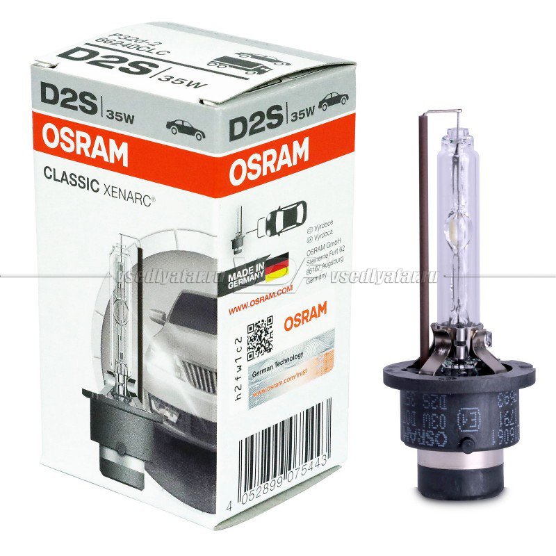 Ксеноновая лампа OSRAM D2S Xenarc Classic 85V-35W, 1шт, 66240CLC