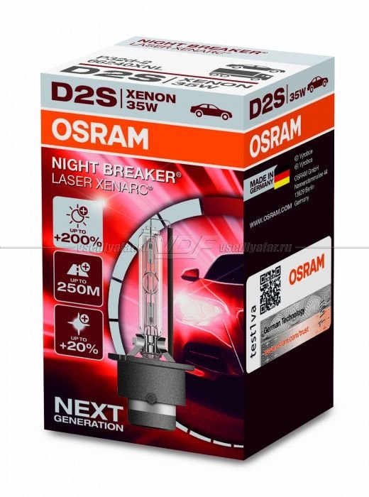 Ксеноновая лампа OSRAM D2S Xenarc Night Breaker Laser 35W, 1шт, 66240XNL