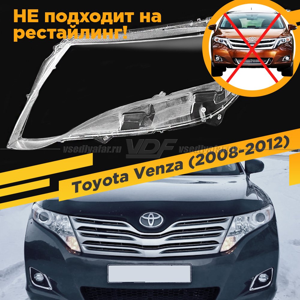 Стекло для фары Toyota Venza (2008-2012) Левое