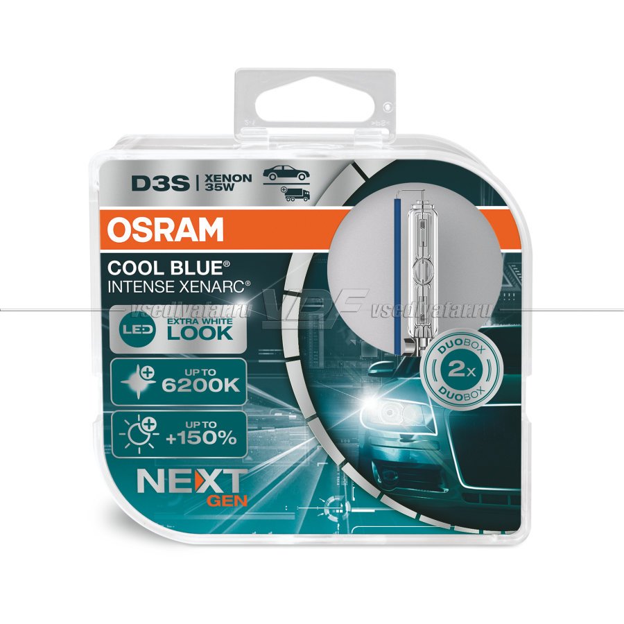 Ксеноновая лампа OSRAM D3S Xenarc Cool Blue Intense до 6200K 35W, 2 шт, 66340CBN-HCB