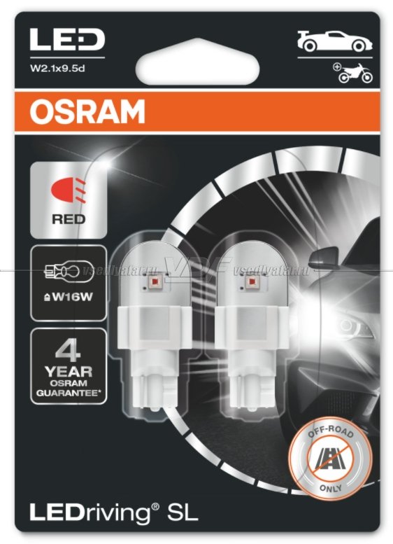 Светодиодные лампы OSRAM Red LEDriving SL W16W 12V-LED 1.4W, 2шт, 921DRP-02B