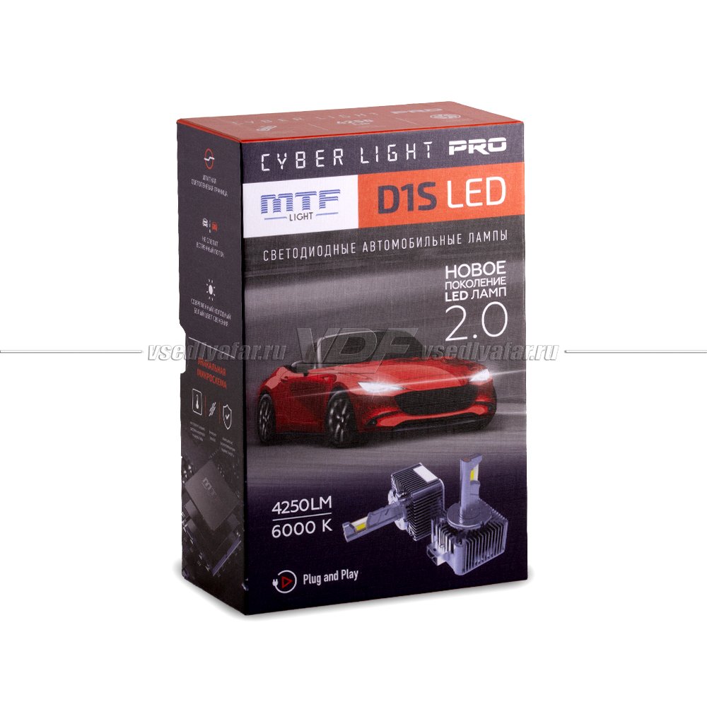 Светодиодные лампы MTF Light Cyber Light PRO D1S 6000K 85V, 35W,  2шт, CPD1K6