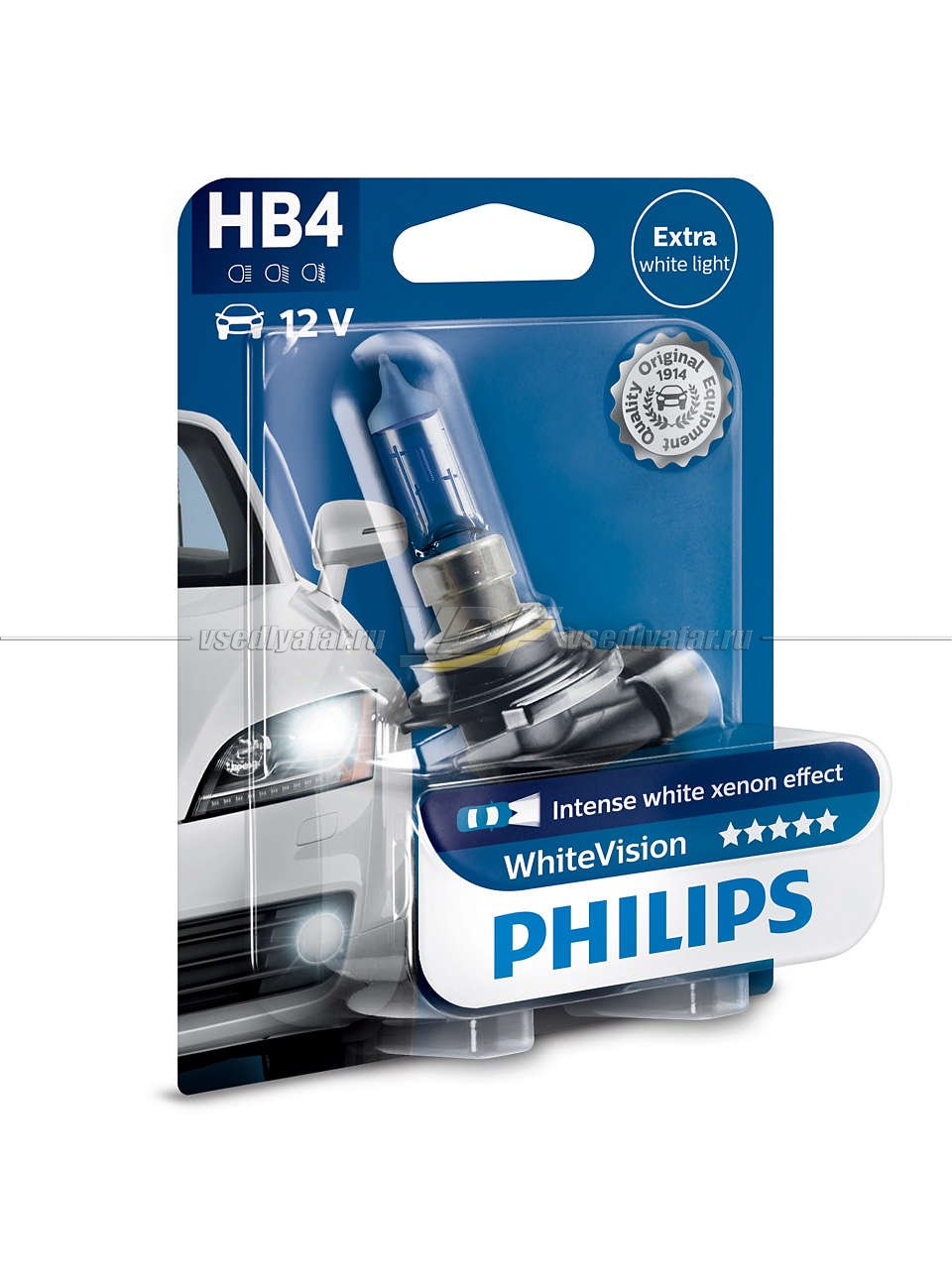 Лампа галогенная PHILIPS HB4 Diamond Vision 12V 55W (P22d), 1 шт., 9006DVB1