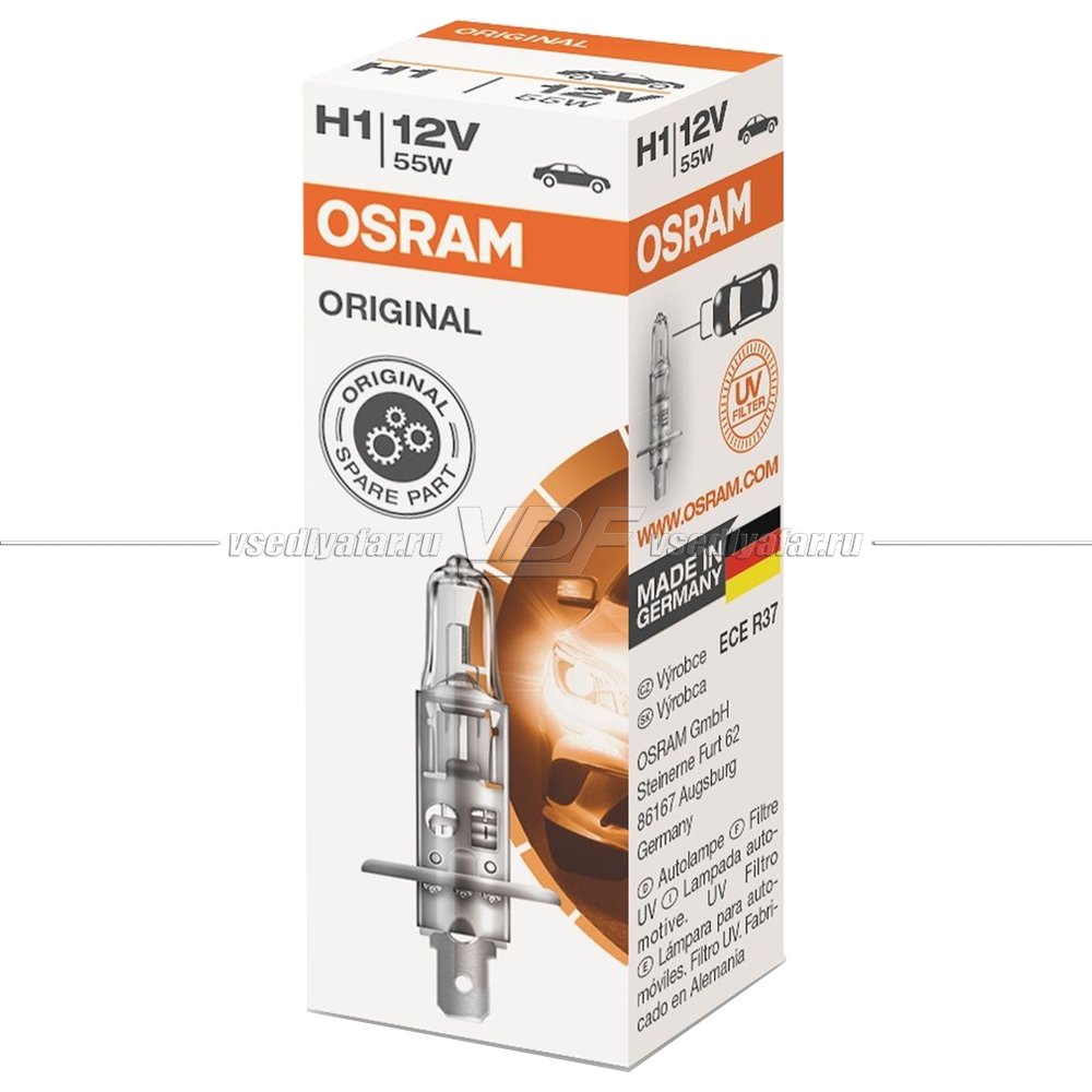 Лампа галогенная OSRAM H1 Original 12V 55W, 1шт., 64150