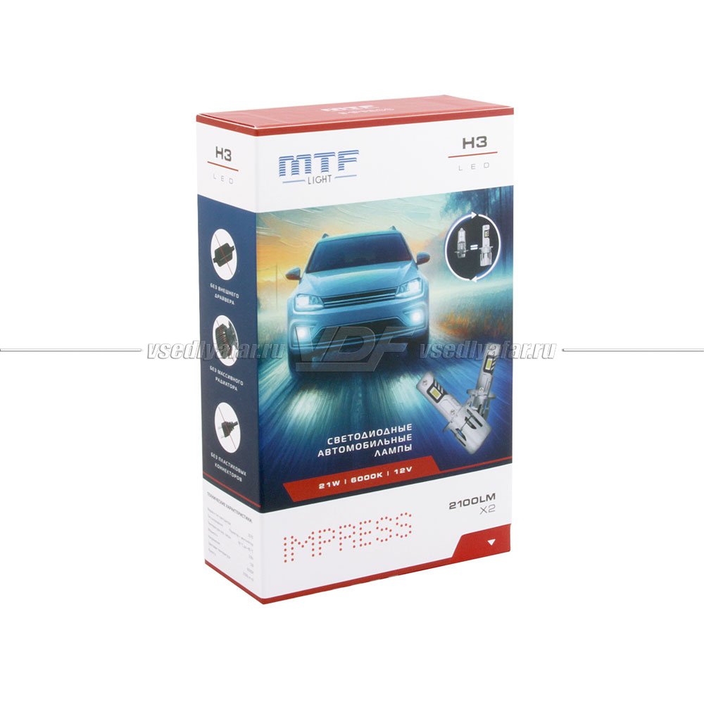 Светодиодные лампы MTF Light IMPRESS H3 6000K 12V, 21W, 2шт, HT03K6