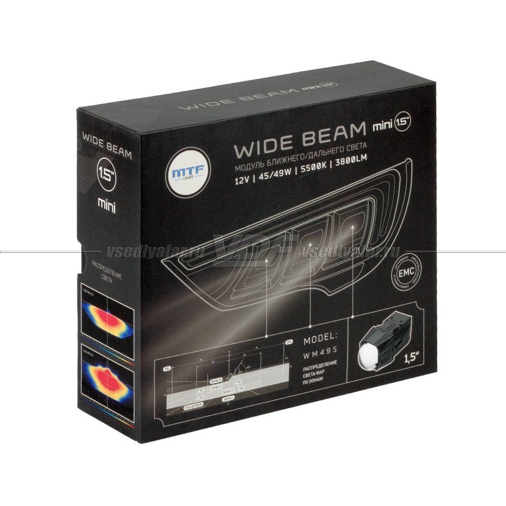 Светодиодные линзы MTF Light WideBeam MINI 1.5, 5500К (комплект 2 шт) WM49S