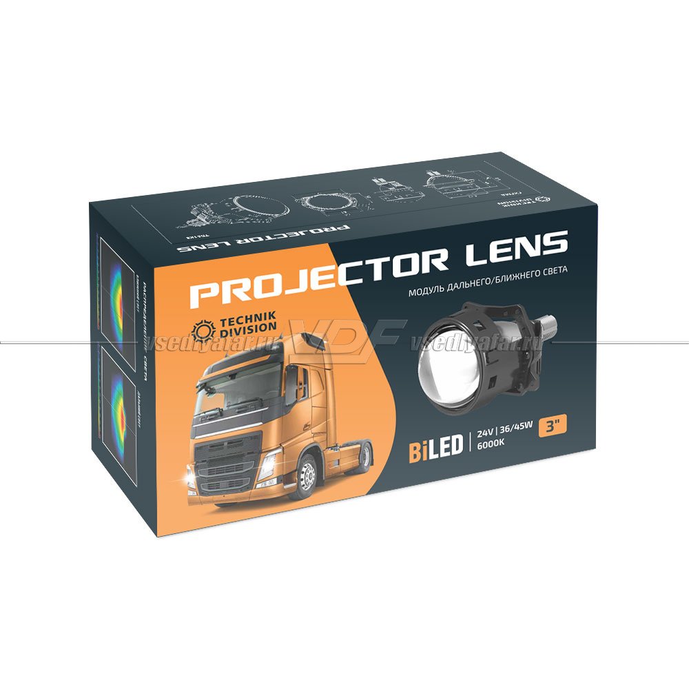 Светодиодные линзы Technik Division 3" 6000K 24V Bi-Led (комплект 2 шт) TD01K5-24