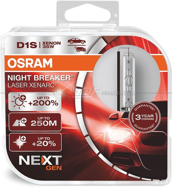 Ксеноновая лампа OSRAM D1S Xenarc Night Breaker Laser (NEXT GEN) 35W, 2шт, 66140XNN-HCB