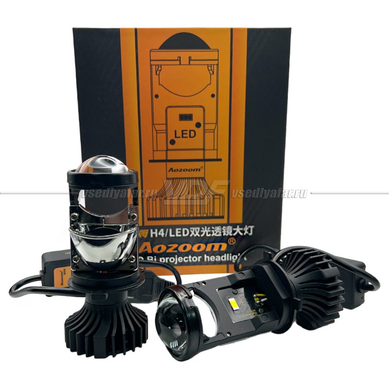 Светодиодные линзы Aozoom H4 mini 24V 6000K Bi-Led (комплект 2 шт)