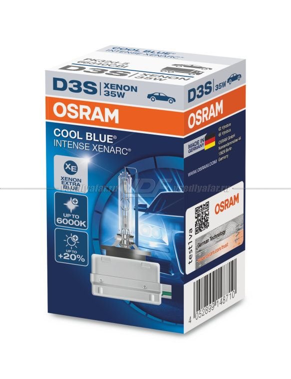 Ксеноновая лампа OSRAM D3S Xenarc Cool Blue Intense 85V-35W, 1шт, 66340CBI