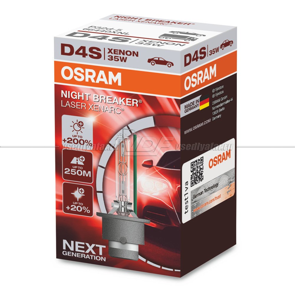 Ксеноновая лампа OSRAM D4S Xenarc Night Breaker Laser 35W, 1шт, 66440XNL