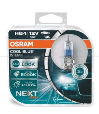 Лампа галогенная OSRAM HB4/9006 Cool Blue Intense next generation 12V 51W, 2шт, 9006CBN-HCB