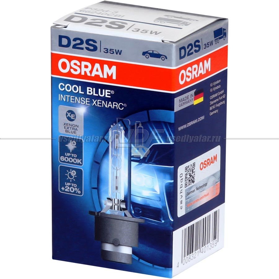 Ксеноновая лампа OSRAM D2S Xenarc Cool Blue Intense +20% 6000K 35W, 1 шт, 66240CBI