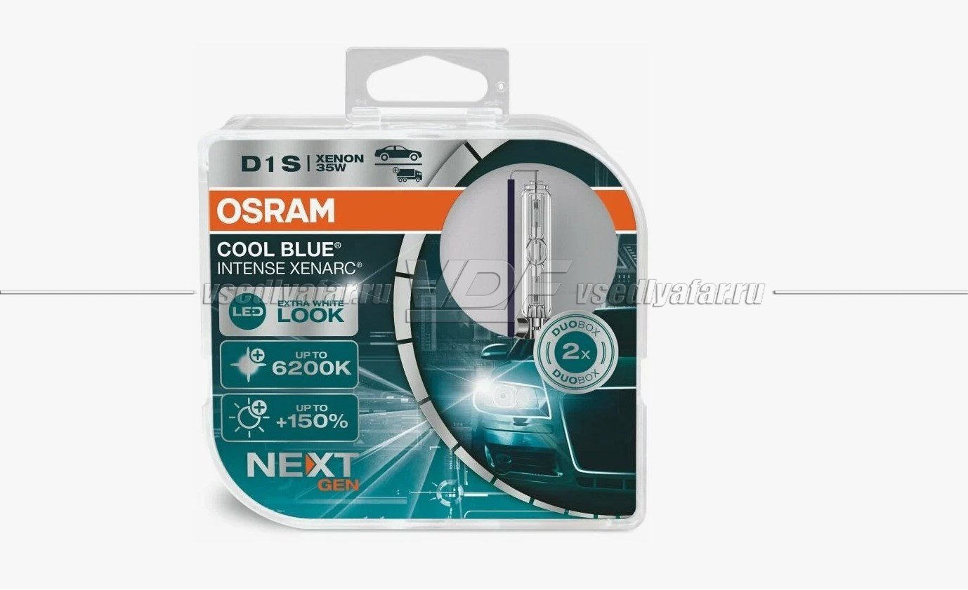 Ксеноновая лампа OSRAM D1S Xenarc Cool Blue Intense до 6200K 35W, 2 шт, 66140CBN-HCB