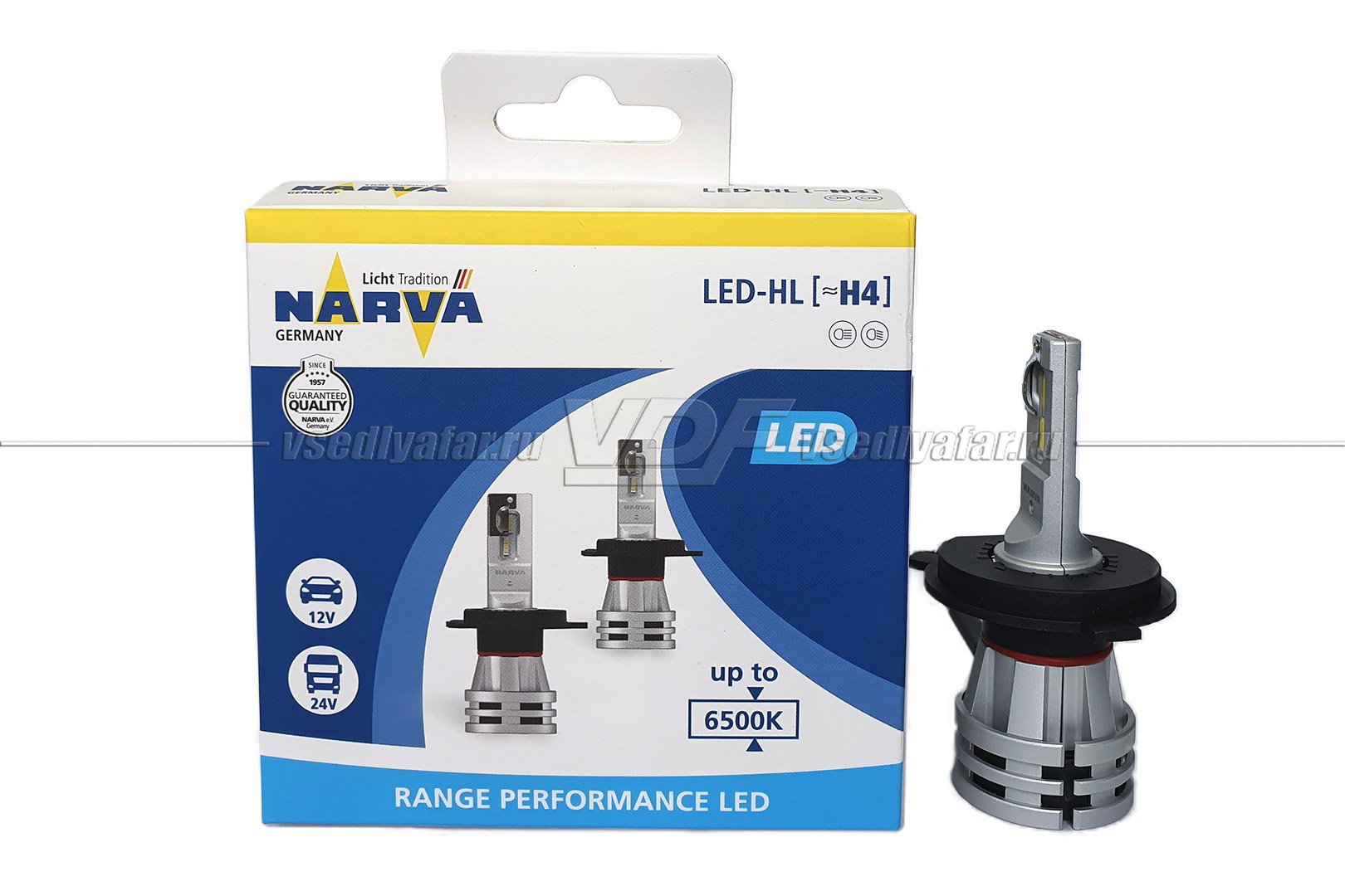 Лампа светодиодная NARVA H4 Range Performance LED 12/24V 6500K 16/16W,  2шт.