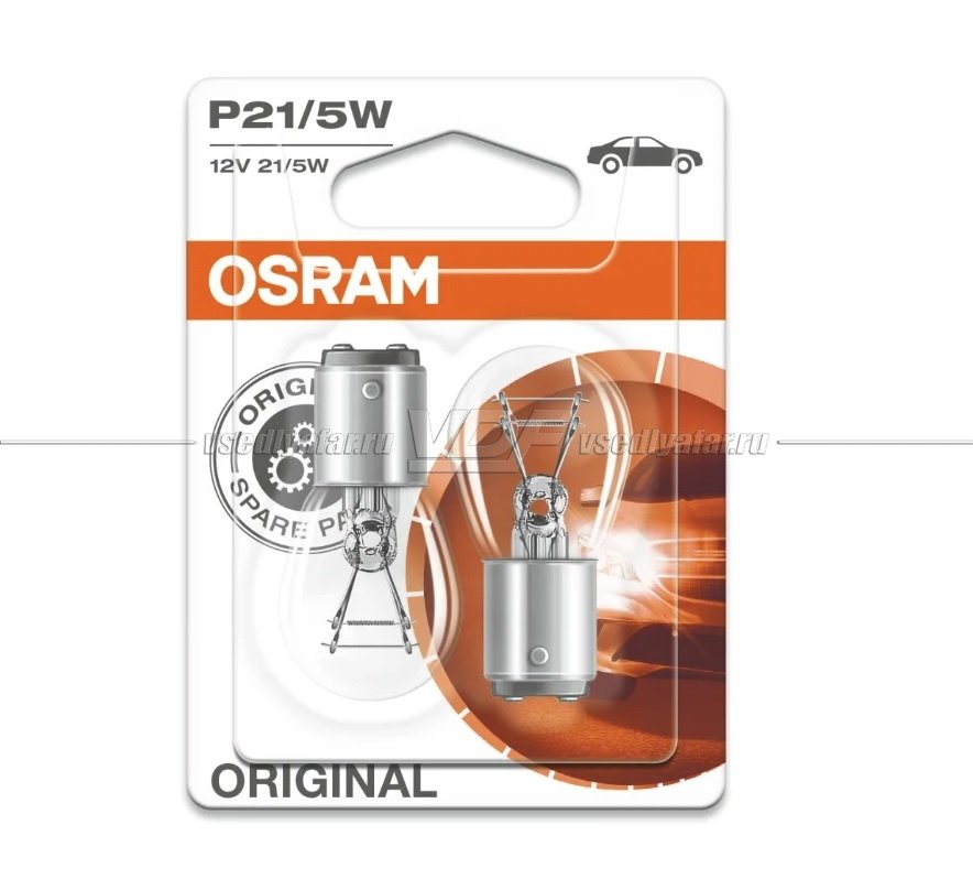 Лампа галогенная OSRAM P21/5W Original Line 2шт, 12V, 21W, 7528-02B