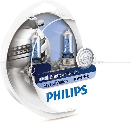 Лампа галогенная PHILIPS H11 Crystal Vision 12V 55W, 2 шт.+ W5W 2 шт., 12362CVSM