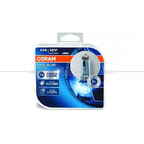 Лампа галогенная OSRAM H4 Cool Blue Intense 12V 60/55W, 2шт., 64193CBI-HCB