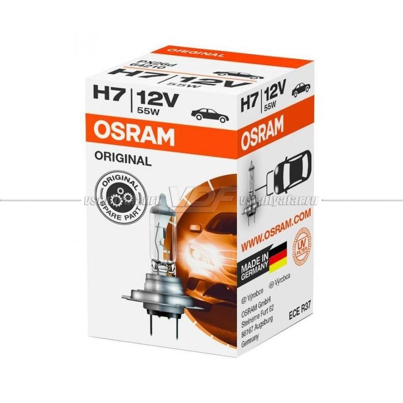 Лампа галогенная OSRAM H7 Original 12V 55W, 1шт., 64210