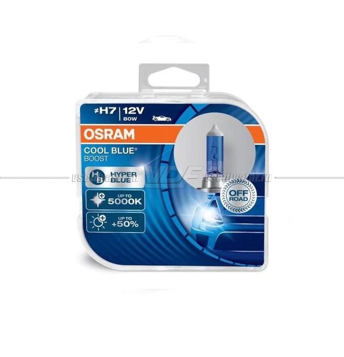 Лампа галогенная OSRAM H7 Cool Blue Boost +50% 12V 80W, 2шт., 62210CBB-HCB 