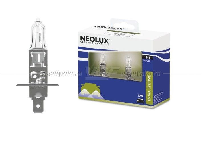 Лампа галогенная Neolux H1 12V-55W Extra Lifetime DuoBox, 2 шт, N448LL-2SCB