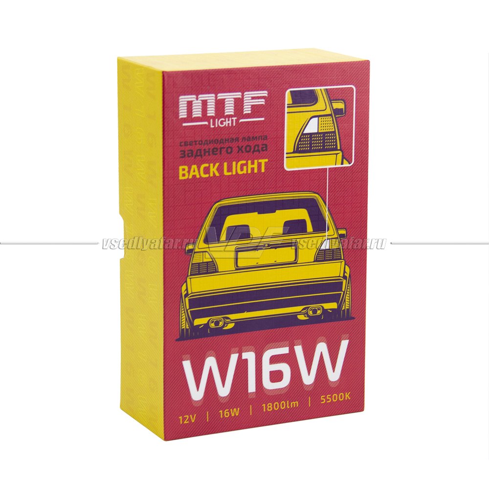 Светодиодная лампа MTF LIGHT BACK LIGHT задний ход 12В,16Вт, 5500К, W16W, 1 шт., RL10W16W