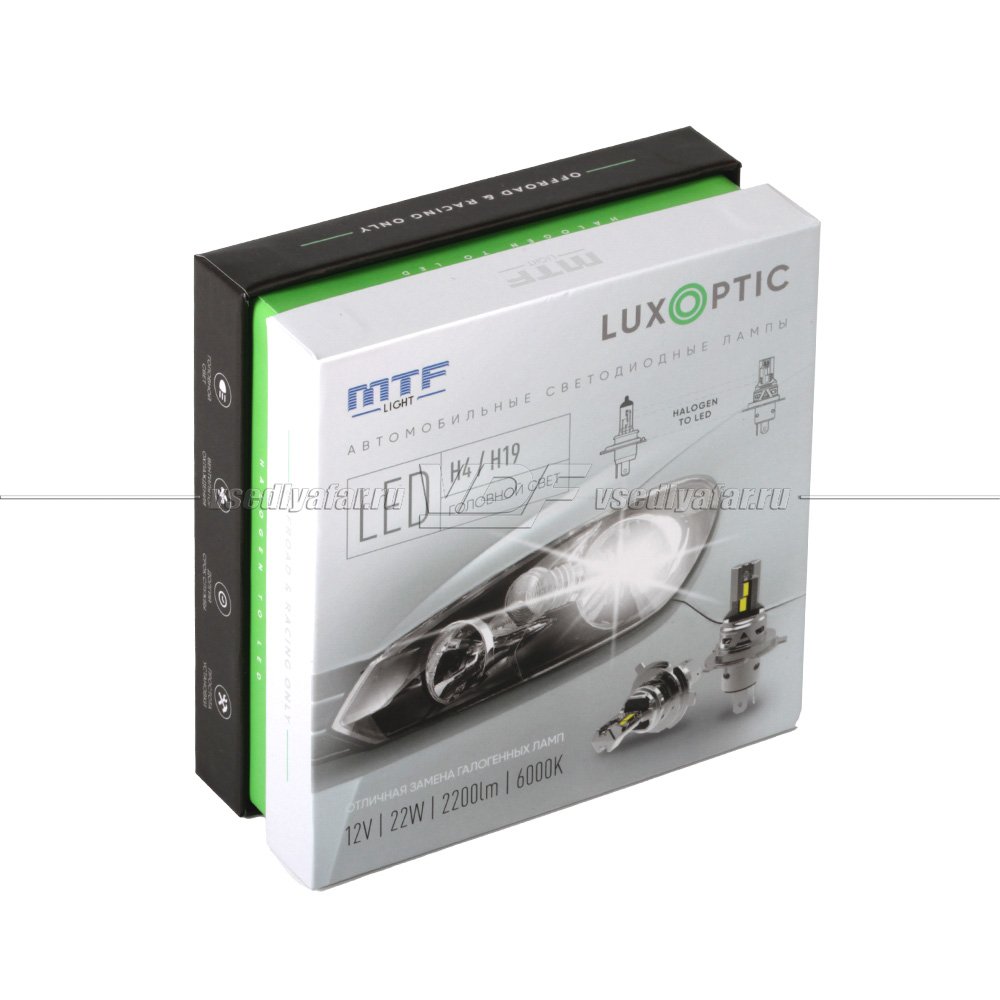 Светодиодные лампы MTF Light LUXOPTIC H4/H19 6000K 12V, 22W, 2шт, ST04K6