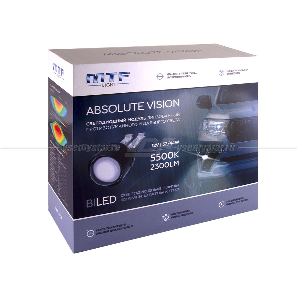 Бисветодиодные линзы в противотуманные фары MTF Light серия ABSOLUTE VISION 5500К Toyota/Lexus FL44K55T