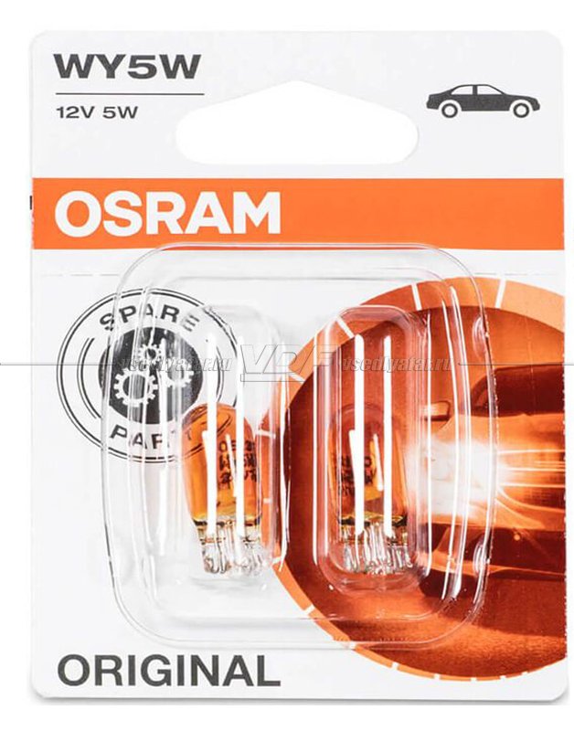 Лампа накаливания OSRAM WY5W Yellow 12V 5W, 2 шт, 2827NA-02B