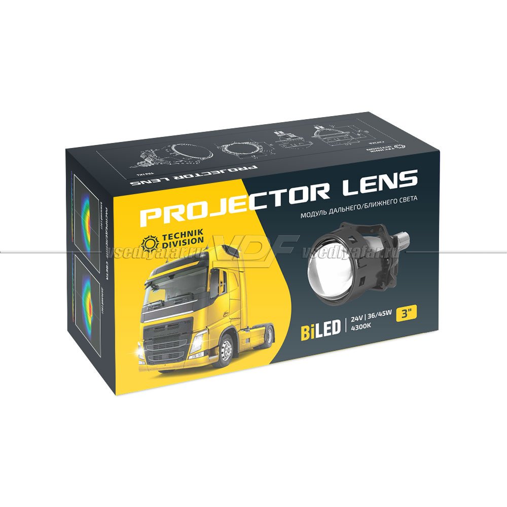 Светодиодные линзы Technik Division 3" 4300K 24V Bi-Led (комплект 2 шт) TD01K4-24