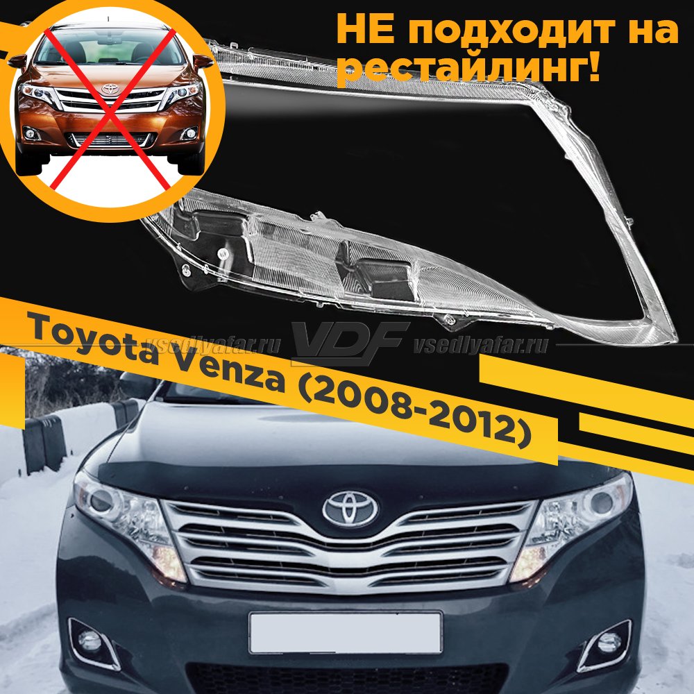 Стекло для фары Toyota Venza (2008-2012) Правое