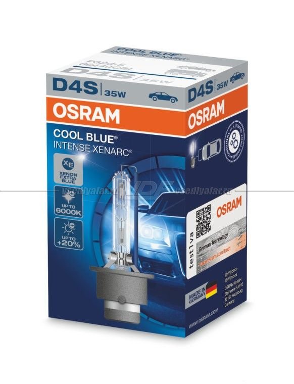 Ксеноновая лампа OSRAM D4S Xenarc Cool Blue Intense 6000K +20% 35W, 1шт, 66440CBI