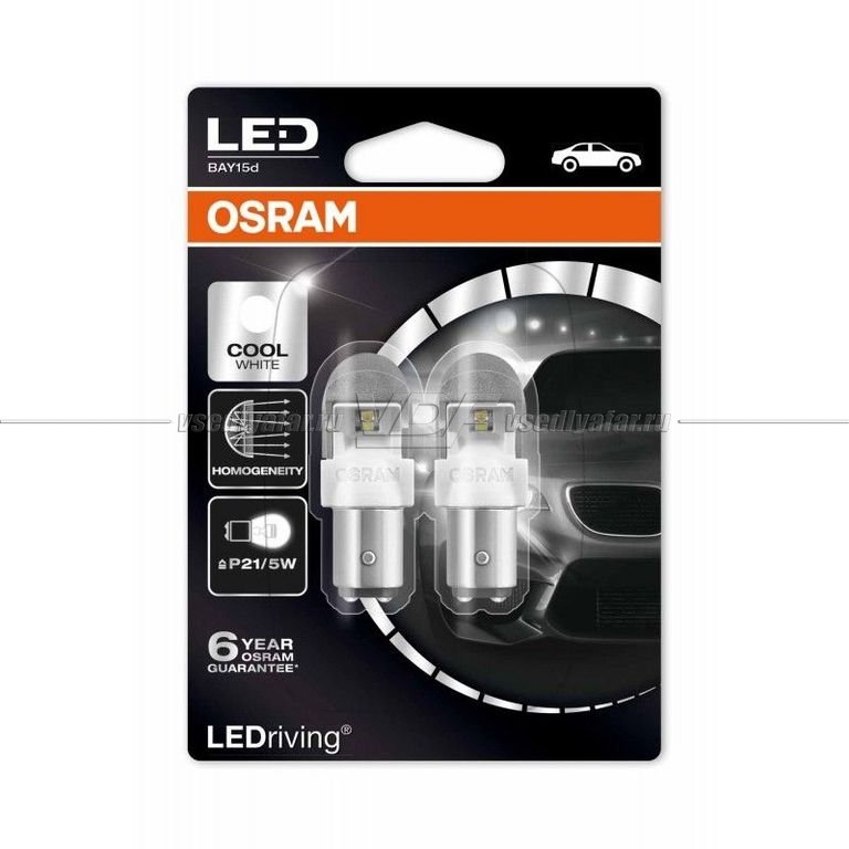 Светодиодные лампы OSRAM LED Premium Cool White P21/5W 12V 2.0/0.4W, 2шт, 1557CW-02B