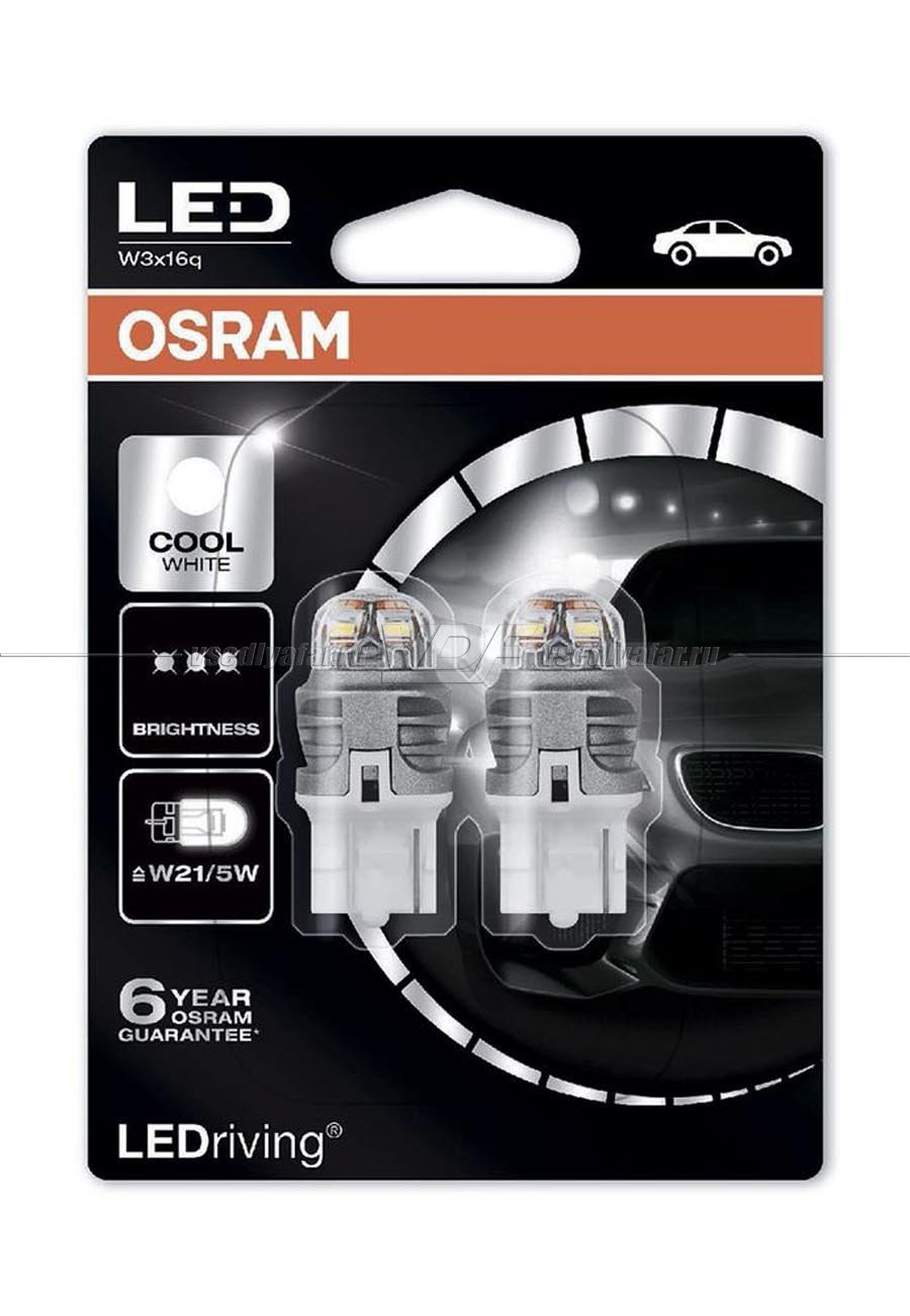 Светодиодные лампы OSRAM LED Premium Cool White W21/5W 12V 3.0W, 2шт, 7915CW-02B