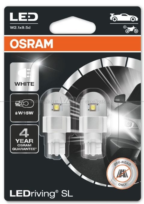 Светодиодные лампы OSRAM Cool White LEDriving SL W16W 12V-LED 6000K 2.1W, 2шт, 921DWP-02B