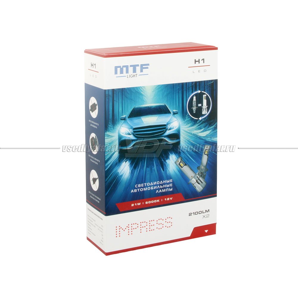 Светодиодные лампы MTF Light IMPRESS H1 6000K 12V, 21W, 2шт, HT01K6