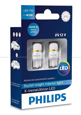 Светодиодные лампы PHILIPS T10 X-tremeUltinon LED 4000K, 2 шт. 127994000KX2