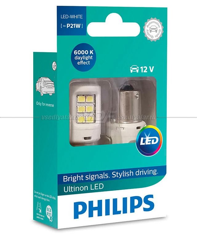 Светодиодные лампы  PHILIPS P21W 12V-LED 2,0W White, 2шт, 11498ULWX2